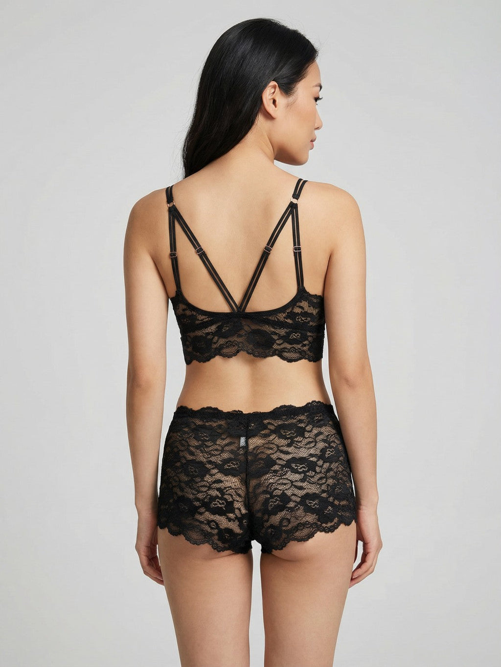 Black Lace Bralette & Boyshort Set