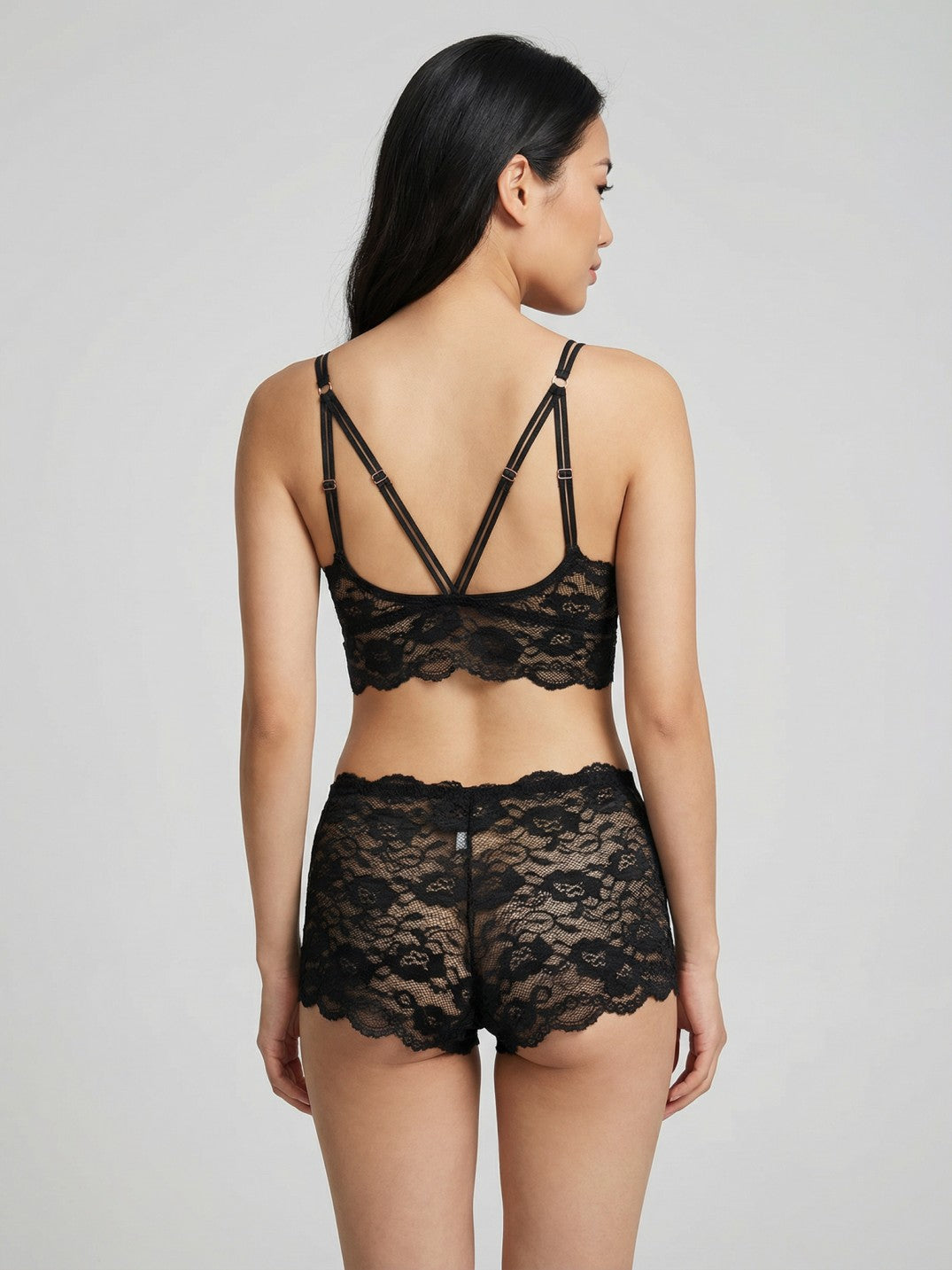 Black Lace Bralette & Boyshort Set