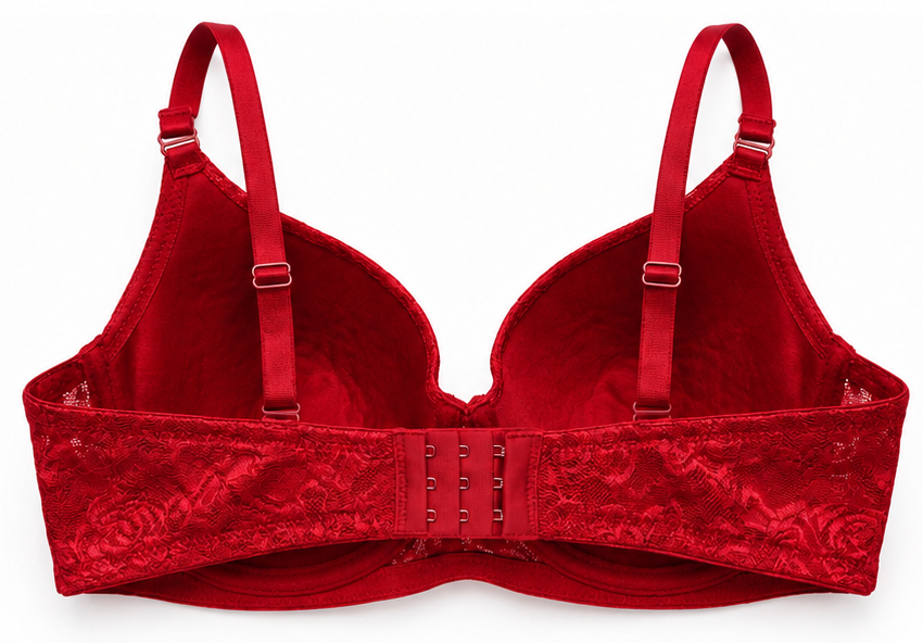 Burgundy Lace Underwire Bra, Full Coverage Push Up Bra for Women