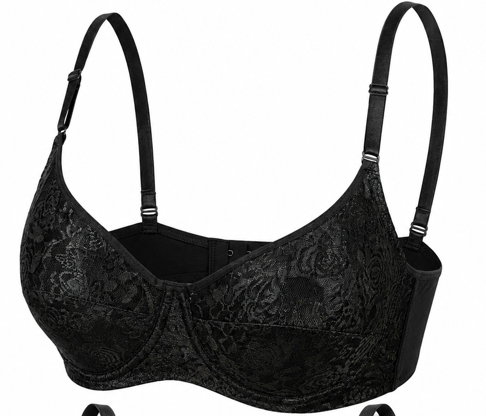 Burgundy Lace Underwire Bra, Full Coverage Push Up Bra for Women