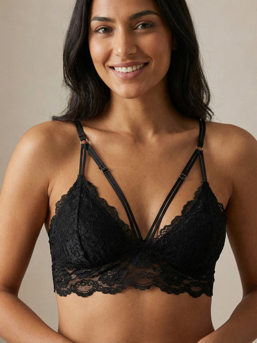 Black Lace Bralette & Boyshort Set