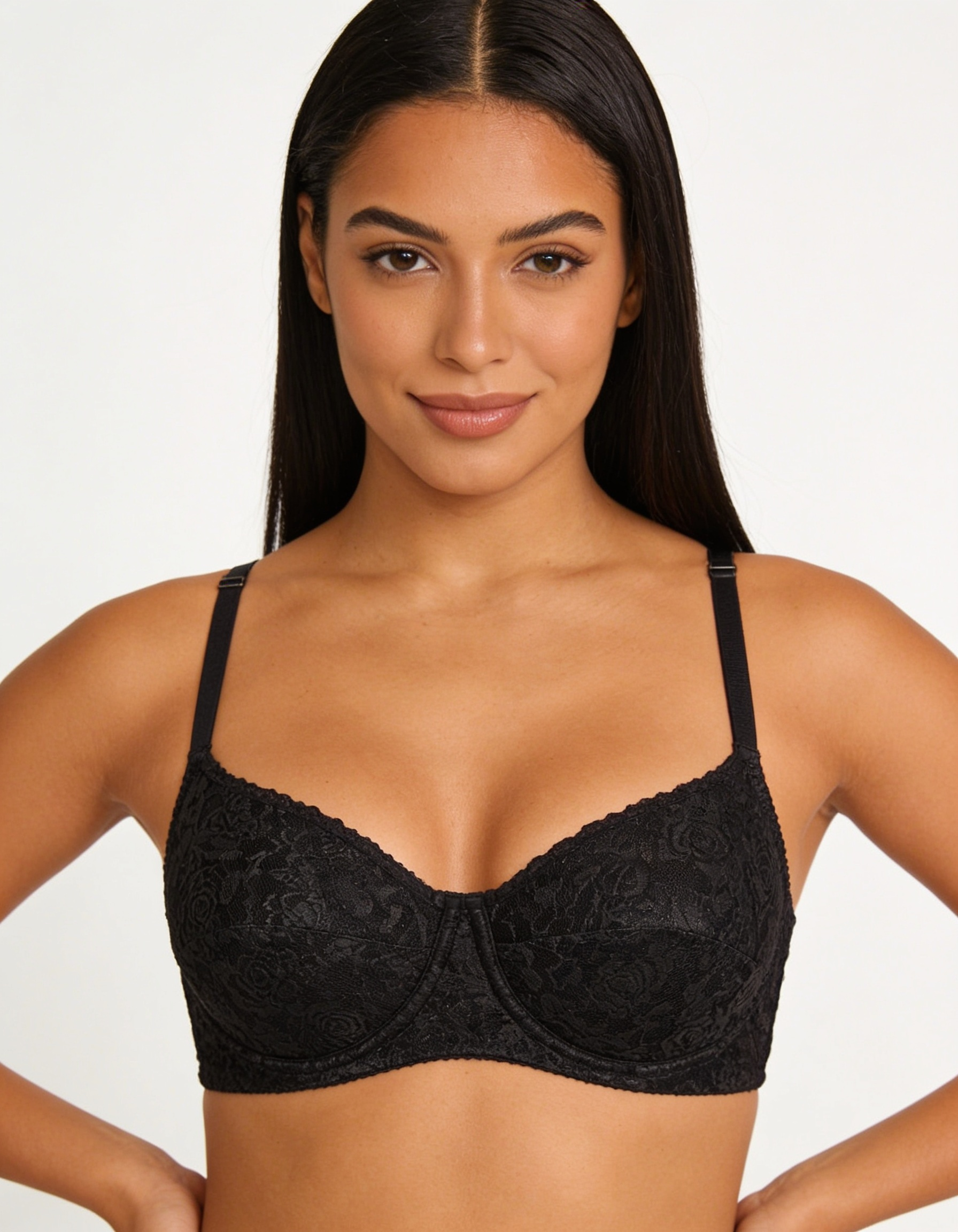 Burgundy Lace Underwire Bra, Full Coverage Push Up Bra for Women
