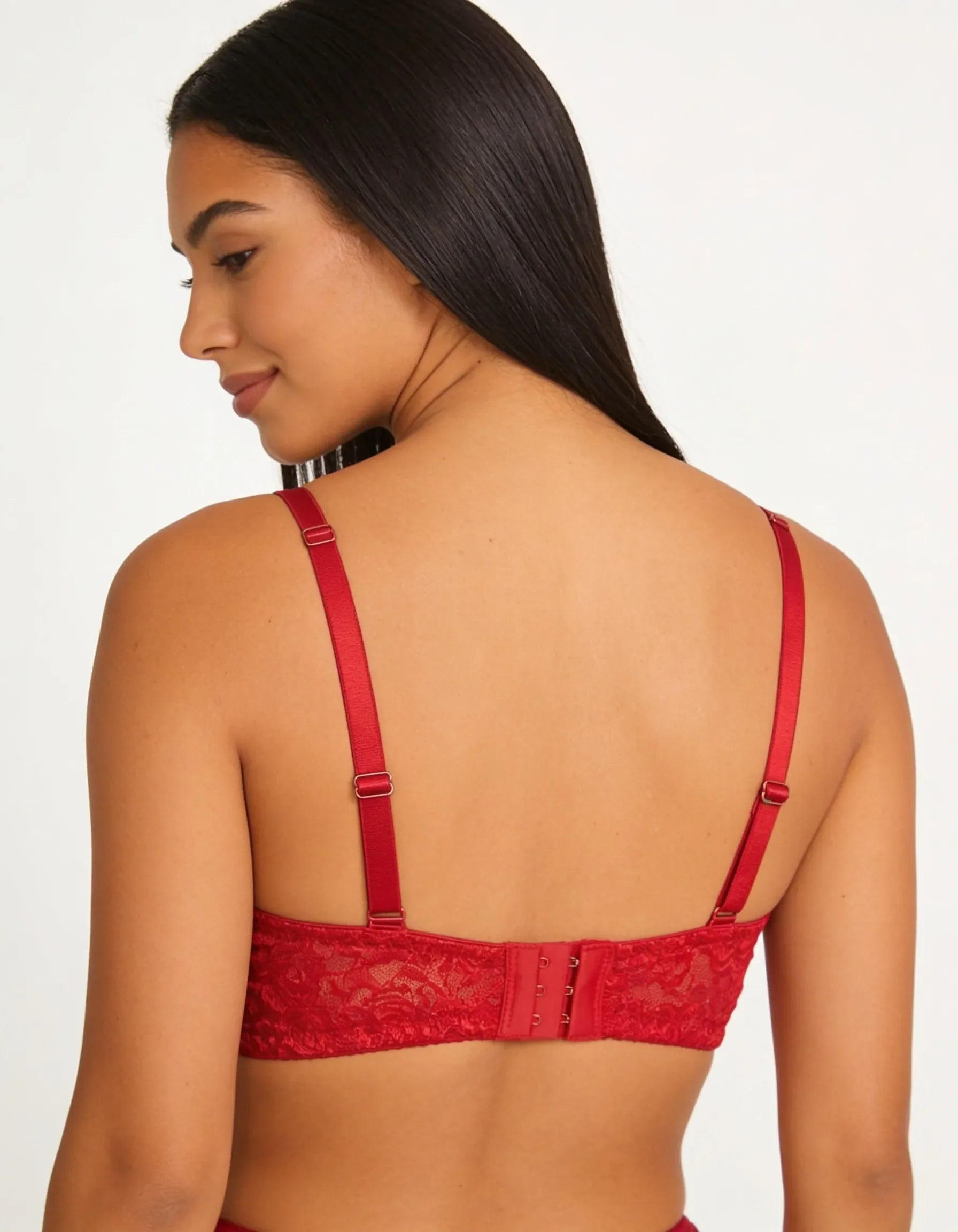 Burgundy Lace Underwire Bra, Full Coverage Push Up Bra for Women