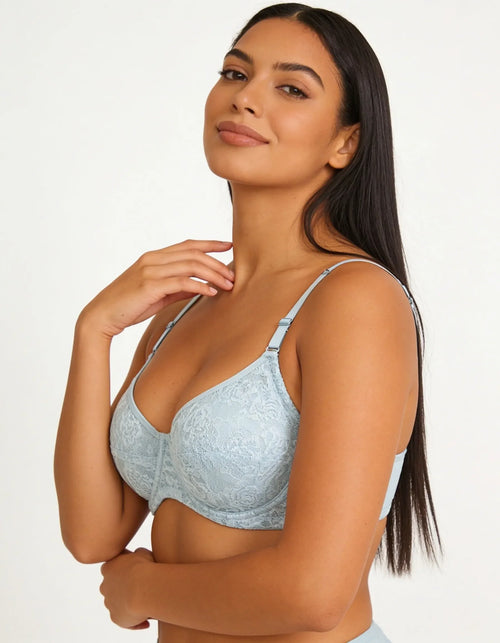 Burgundy Lace Underwire Bra, Full Coverage Push Up Bra for Women